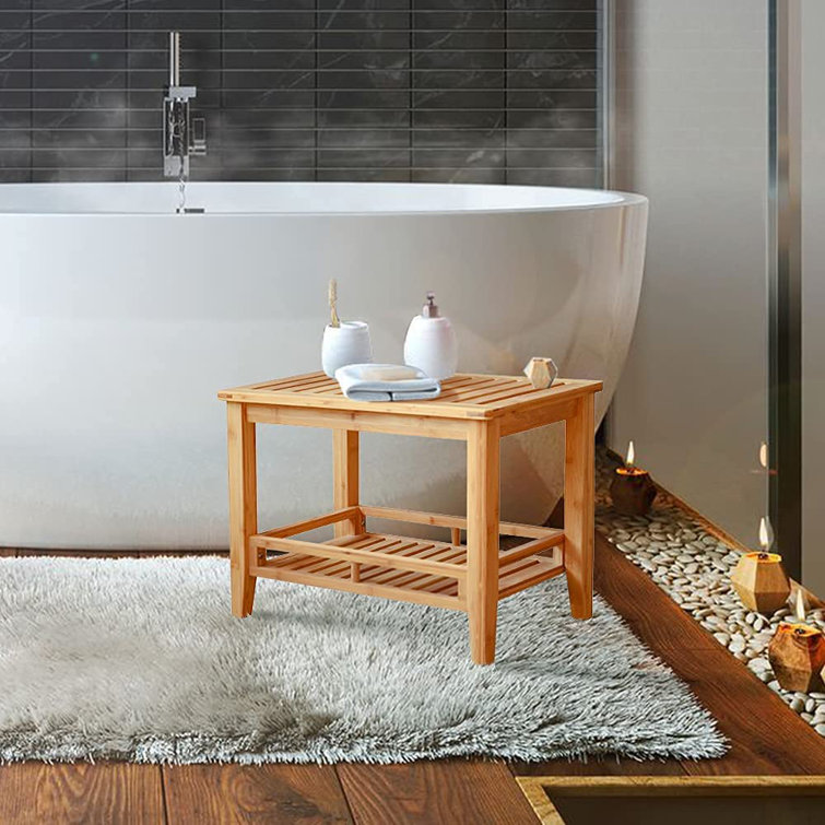 Bathroom discount bamboo bench